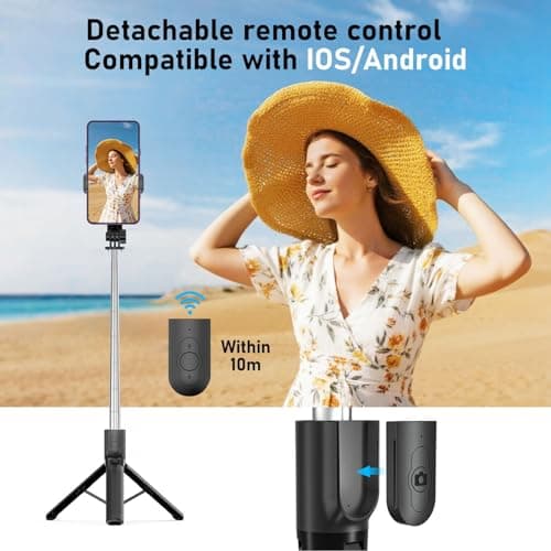 POWOMAO Selfie Stick Tripod with Fill Light,125cm Telescopic Phone Tripod — view 6