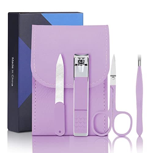 Nail Clipper Set Manicure Set Women Aceoce Stainless Steel Figer Toe Nail Clippers Travel Manicure Grooming Kit Personal Care Set Gift for Travel Partner Mini case 4 in 2