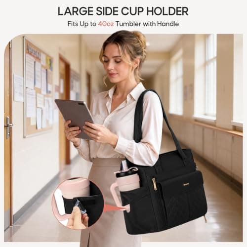 RAINSMORE Teacher Work Bag with 15.6" Laptop & Lunch Compartment for Women — view 6