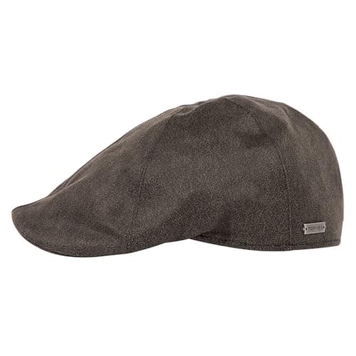 TOP-EX Waterproof Faux Leather Flat Cap for Men Ivy Driving Hat Black M/L