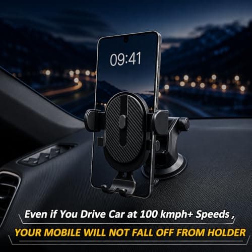 Car Phone Holder with Suction Cup Secure Mount with Adjustable Arm,2026 Upgraded Design 360° Rotation Phone Mount Cradle for Dashboard Windscreen One Touch Release for 4-7 Inch Smartphones — view 3