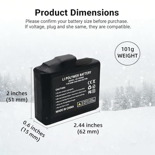 Pack of 2 7.4 V 3200 mAh Rechargeable Battery for Heated Gloves, Socks, Vests, Hats Batteries with DC Socket (Charger Not Included) — view 2