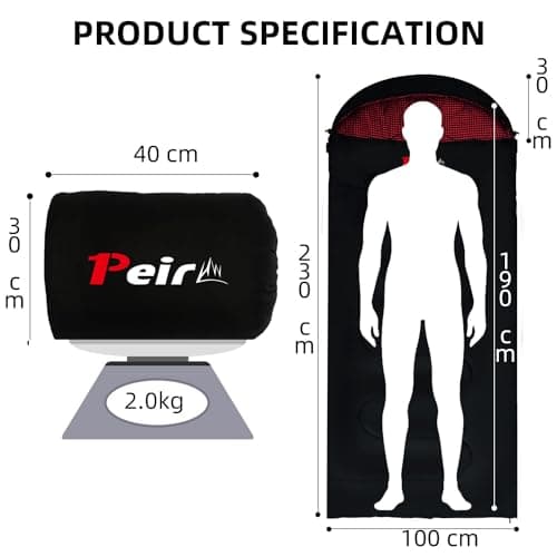 Peirhw XL Sleeping Bags for Adults - Extra Wide Rectangular 3 Season Sleeping Bag with Pillow and Carrying Bag, 300gsm Cotton Waterproof Camping Sleeping Bag for Indoor Outoor Use — view 2