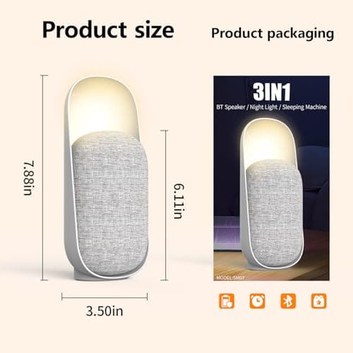 Gemmac 3 in 1 Bluetooth Speaker + Night Light + White Noise Sound Machine, Multifunctional Baby Sound Machine Rechargeable Night Light for Kids Bluetooth Speaker with Nightlight for Bedroom, Gift — view 4