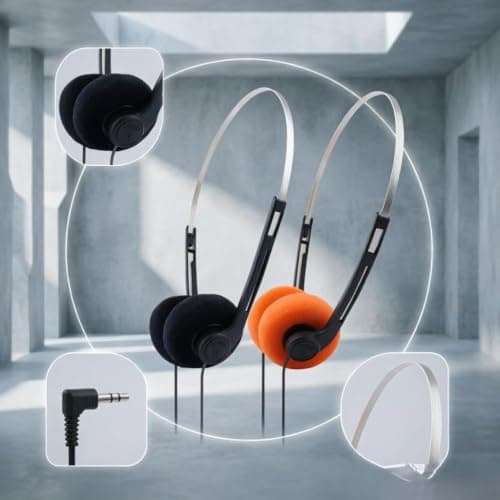 Fxieng Orange Retro Over-Ear Headphones,Wired Stereo Headphones, HiFi Stereo Sound, Lightweight Portable with Adjustable Headband, Comfortable Headset for Travel & Daily Use — view 4