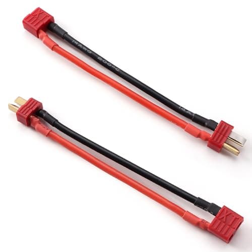 Lyeteung 2 PCS Non-Slip T-Plug Connectors, Deans T Male to Female Plug Connectors Adapter with 100mm 14 AWG Silicon Wire, for RC Lipo Battery