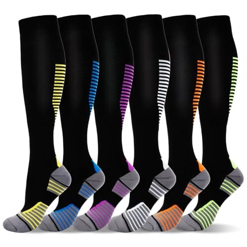 LEOSTEP Compression Socks 6 Pairs for Women Men, 20-30mmHg Support