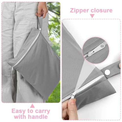 AOOSA 2PCS Wet Bags for Baby Items Travel Beach Swimming Camping(Gray&Blue) — view 4