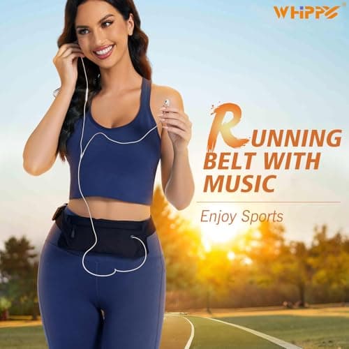 WHIPPY Running Belt for Phone Bag Running Gifts for Women Fanny Pack for Men Elastic Runners Money Belt Phone Holder Hiking Waist Pack, Black — view 4