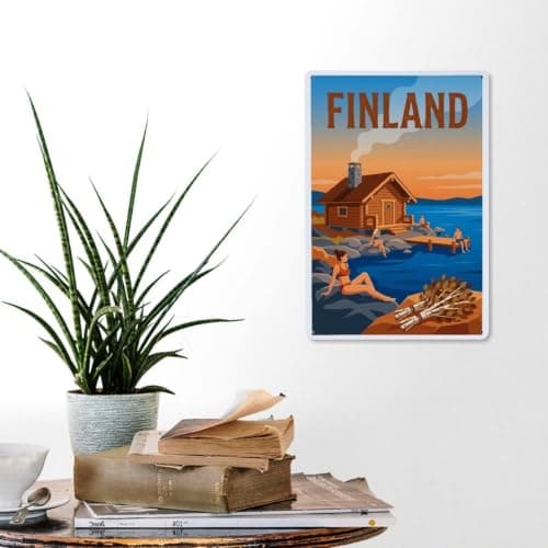 Finland Sauna Ice Lake Travel Winter Arctic Metal Tin Sign — view 6