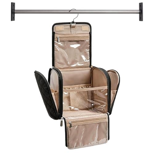 Travel Cosmetics Pouch - Expandable Hygiene Kit for Portability | Foldable Nylon Case Featuring Elastic Loop Fasteners & Leakproof Compartments for Bathing, Flying, Touring and Backpacking