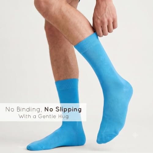 Mysocks Finest Cotton Dress Socks for Men Women - Super Soft Breathable Plain Turquoise Crew Socks for Business Casual Looks Turquoise 7-11 — view 4