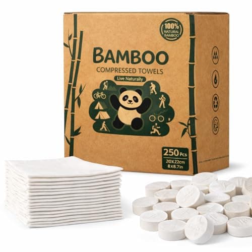Bamboo Compressed Towels – 250-Pack, Biodegradable Toilet Paper Tablets