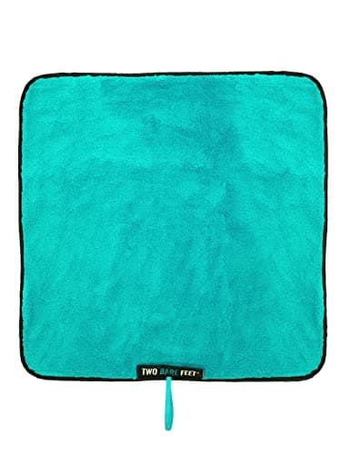 Two Bare Feet Portable Changing Mat for Surfing, Swimming, SUP & Watersports – Waterproof, Soft Sherpa Fleece, Roll-Up Design for Easy Travel & Outdoor Sports (Black/Teal) — view 2