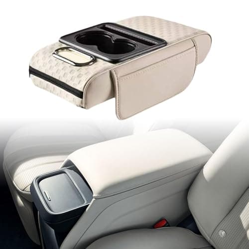 Hzoibyze Multifunctional Car Armrest Console Organizer Storage Box with Phone Holder Suitable for Car Travel, White — view 5