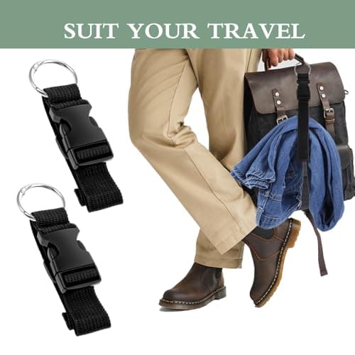 2 PCS Add a Bag Luggage Straps for Suitcases, Adjustable Suitcase Belt Straps, Jacket Holder Strap Backpack Travel Attachment Accessories for Connecting Luggage Easy to Carry Your Extra Bags (Black) — view 4