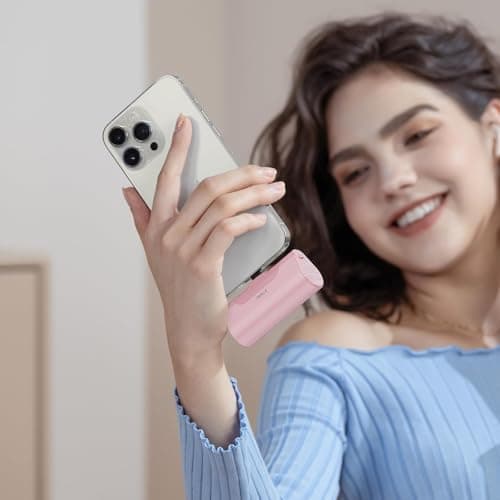 iWALK Mini Portable Charger 4500mAh,USB-C 20W Power Bank with Fast Charging,Compatible with iPhone 17 Pro Max/16 Pro/16/15,Samsung Galaxy S24 S23 Series,LG,HONOR,AirPods and More,Pink — view 6