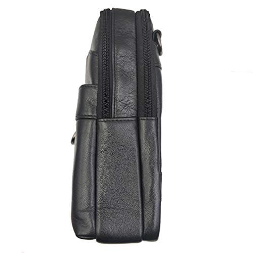 Xieben Vintage Leather Shoulder Messenger Bag for Men Travel Business Small Crossbody Pack Wallet Phone Pouch Purse Bag Black — view 3