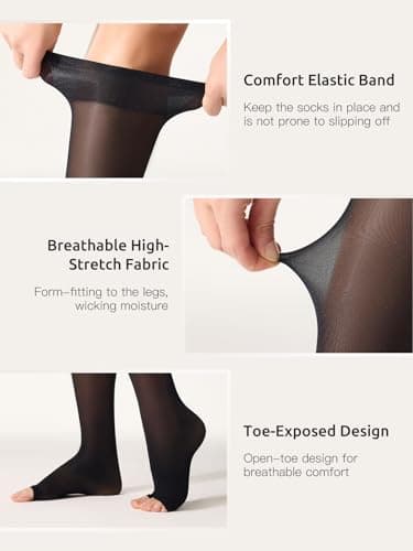 Yilanmy 3 Pairs Knee High Pop Socks Sheer Toeless Compression Socks — view 4
