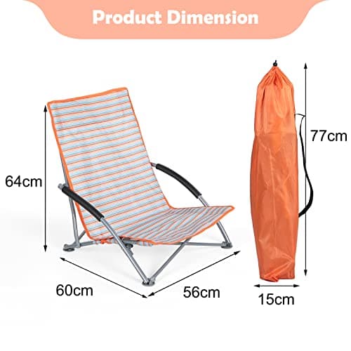Unibos Set of 2 Folding Low Camping Chair, Lightweight,Foldable,Portable Garden Beach Chair Perfect for Camping,Garden,Festivals,Fishing,Caravan Trips and BBQs (Pink Multi) — view 2