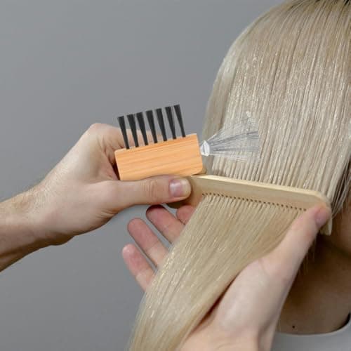 2pcs Hairbrush Cleaning Comb for Home and Travel, Beige Metal Wood — view 4