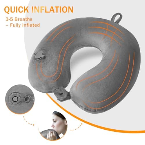 JetsCush Inflatable Neck Pillow, Compact Airplane Travel Pillow for Adults — view 3