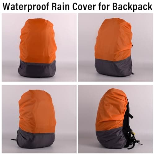 ZAUXVAI Waterproof Rain Cover for Backpack, Orange and Grey, Polyester, 53 x 20 x 19 cm — view 2