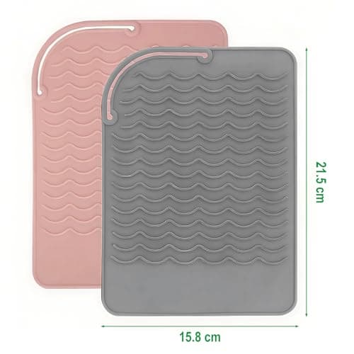 Heat Mat for Hair Straighteners 2 Pack Heat Resistant Mat for Curling Iron, Heat Proof Protection Mats for Travel Home Salon Flat Iron Hair Styling Tools (21.5x15.8 cm) — view 5