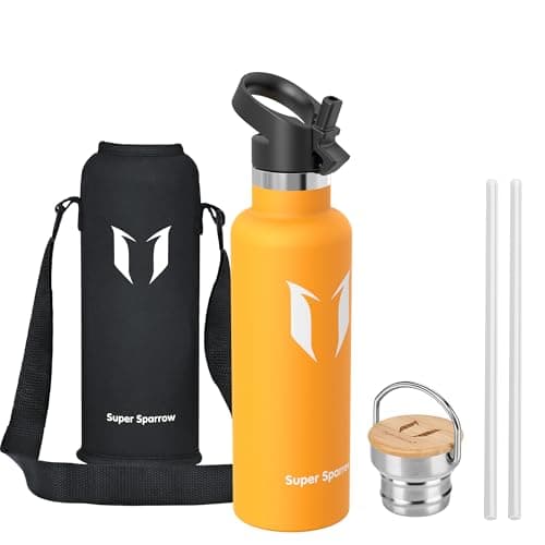 Super Sparrow Stainless Steel Water Bottle - 750ml - Vacuum Insulated Metal Water Bottle - Standard Mouth Flask - BPA Free - Straw Water Bottle for Gym, Travel, Sports