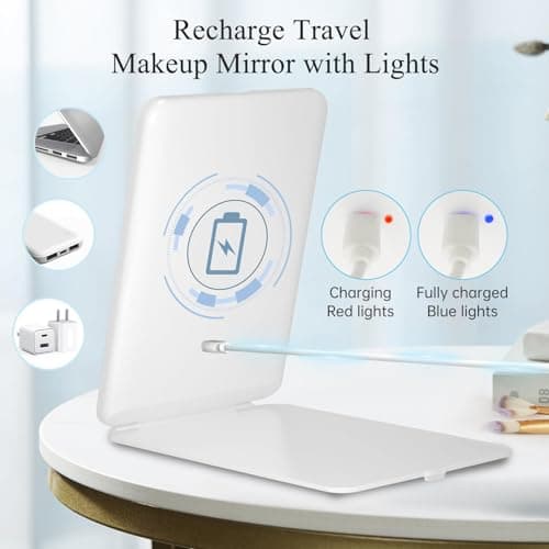 FUNTOUCH Rechargeable Travel Makeup Vanity Mirror with Lights — view 2