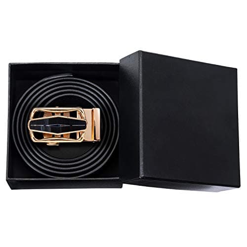 Barry.Wang Men's Belts Burgundy Ratchet Belt Crocodile Adjustable Gold Black Click 1 3/8" Dress Suit Wedding Business Prom Trim to Fit — view 6