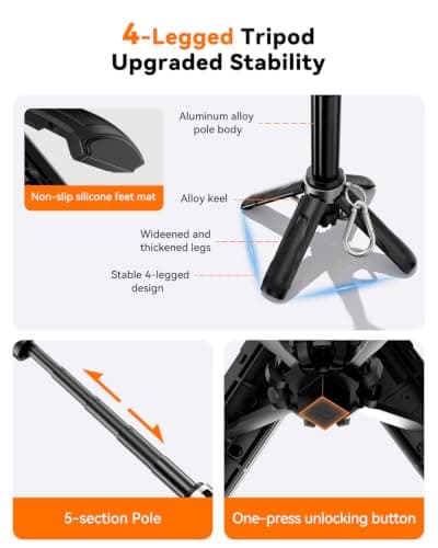 CloudValley Magnetic Mini Selfie Stick Tripod, 4-in-1 Pocket Size Phone Tripod with 360° Rotation, Detachable Bluetooth Remote, Foldable Handle Grip, Compatible with iPhone/Android for Vlog/Photo — view 5