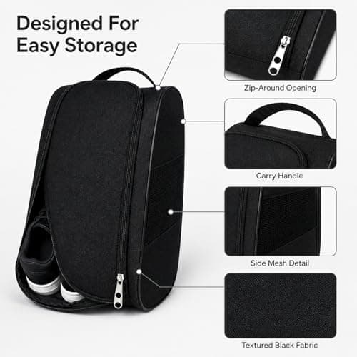 Optimised Travel Shoe Bag with Breathable Dust-Repellent Fabric and Secure Zip-Around Closure - Foldable Gym & Sports Storage Organiser for Trainers, Football Boots, Golf Shoes, Rugby Boots — view 5