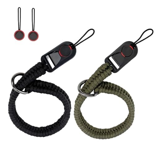 2 Pcs Paracord Camera Wrist Strap with Quick‑Release Buckles, Adjustable D‑Ring Safety Camera Hand Straps for DSLR and Mirrorless Cameras, Ideal for Travel and Outdoor Photography