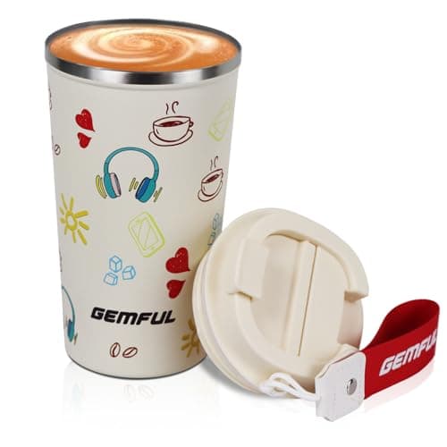 GEMFUL 510ml Stainless Steel Insulated Travel Mug, Leak-Proof Coffee Cup