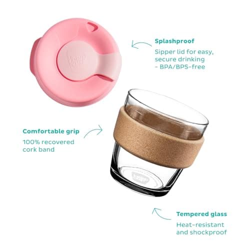 KeepCup Reusable Coffee Cup - Brew Tempered Glass and Natural Cork, XS 6oz/177ml - Black — view 3