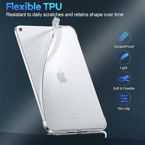 GALTD Clear Case for iPad 10.2-Inch 9th/8th/7th Generation, 2021/2020/2019 Model, iPad 9/8/7, Soft TPU Shockproof Transparent Back Bumper Cover with Raised Edge — view 4