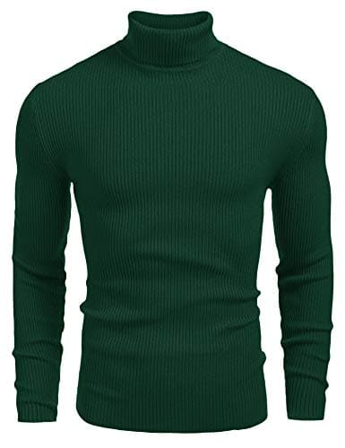 COOFANDY Men's Jumpers Turtleneck Knitted Winter Pullover Sweaters Green S