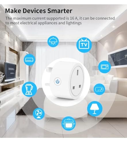 20A Tuya Smart WiFi Plug UK, 3-Pin Smart Socket with Energy Monitoring, Timer & Schedule, Alexa & Google Home Voice Control, Remote App Control Smart Home Adapter — view 6