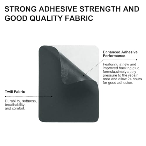 sourcing map 2 Pcs Self-Adhesive Repair Patches 9.5 x 12.5 cm Waterproof Twill Fabric Repair Patch Tape Washable Repair Patch Kit for Down Jackets Clothes Tents Umbrellas Bags, Dark Grey — view 4