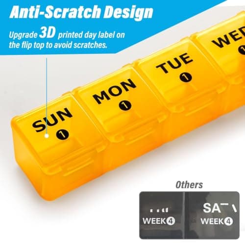 Yaklim Monthly Pill Box Organiser: Extra Large Monthly Pill Organiser 4 Week Daily Pill Container with Dust-Proof Tablet Case - 28 Day Travel Medicine Dosette Box XL Copartments Vitamin Holder — view 4