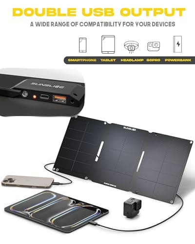 22W Portable Solar Charger – Sunslice Fusion Core 22 – High Performance with USB-A, USB-C & DC5521 – Ideal for Smartphones, Tablets, Camping and Outdoor Travel — view 2