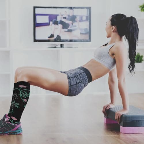 6 Pairs Compression Socks for Women, Floral Flight Pressure Socks, L-XL — view 4