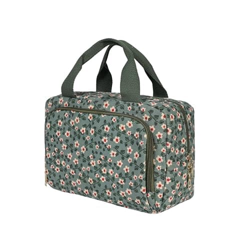 Funtlend Toiletry Bag for Women & Girls,Corduroy Makeup Bag with Compartments & Handle,Travel Wash Bag & Cosmetic Organiser for Skincare and Storage(Medium) — view 4