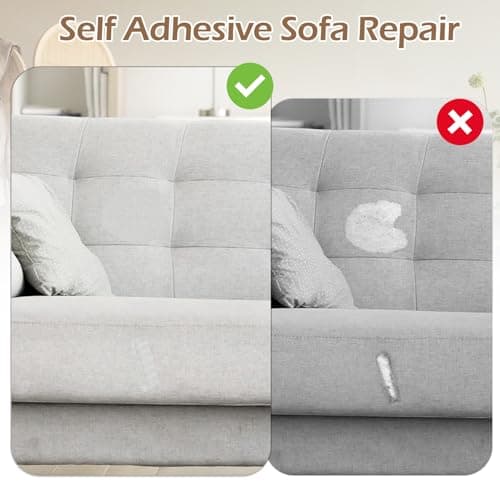 2 Pcs Fabric Repair Patch, Self-Adhesive Canvas Repair Patch 11x8 inch Waterproof Fabric Patches Linen Canvas Repair Kit for Sofas, Tents, Furniture, Awnings, Car Seats (Light Gray) — view 5