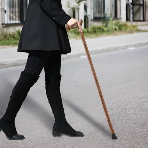 ispuoocti Wooden Walking Stick, Derby Ergonomic Natural Wood Cane, Handmade High Load Bearing Walking Sticks for Men Women Elderly Brown — view 4