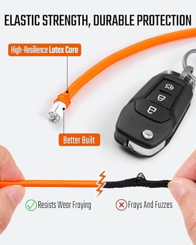 KeyUnity KC05 Cell Phone Lanyard, Anti Theft Phone Strap with Multi-Tool Carabiner, Keychain Lanyard Stretchy Tether (Orange) — view 5