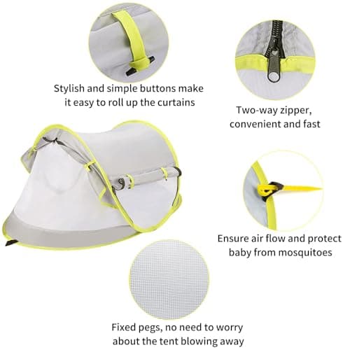 Pop Up Baby Beach Tent UPF 50+, Toddler Sun UV Protection Shade, Breathable Umbrella with Tent Pegs, Lightweight Portable Shelter Umbrella for Family Outdoor Traveling, Hiking, Camping, Fishing,Picnic — view 6