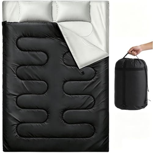 Double Sleeping Bag with 2 Pillows, Large Sleeping Bags for Adults and Kids