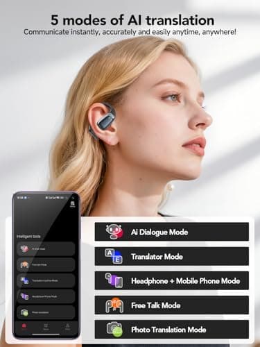 NE25 AI Translation Earbuds Real Time with LCD Sreen, 60H Real-Time Bluetooth 5.4 Translator Earbuds, Support 134 Languages with AI App, 3-in-1 Ear Buds with ENC Mic, 8 Translation Modes for Travel — view 4